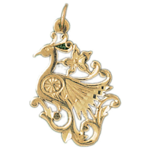 14K GOLD ANIMAL CHARM - PEACOCK #3020