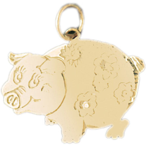 14K GOLD ANIMAL CHARM - PIG #2578