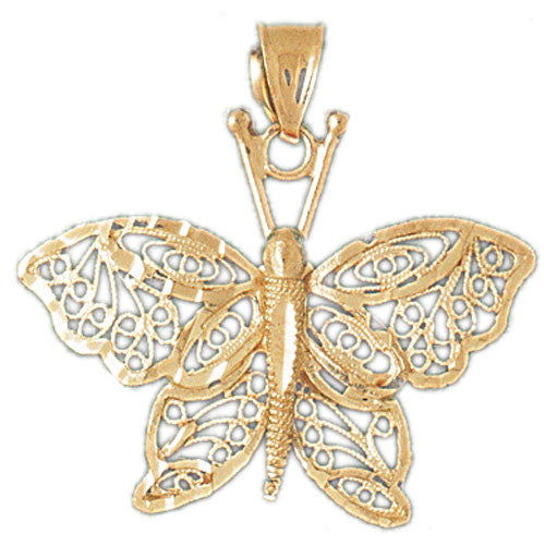 14K GOLD ANIMAL FILIGREE CHARM - BUTTERFLY #3149