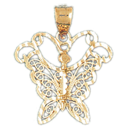 14K GOLD ANIMAL FILIGREE CHARM - BUTTERFLY #3153