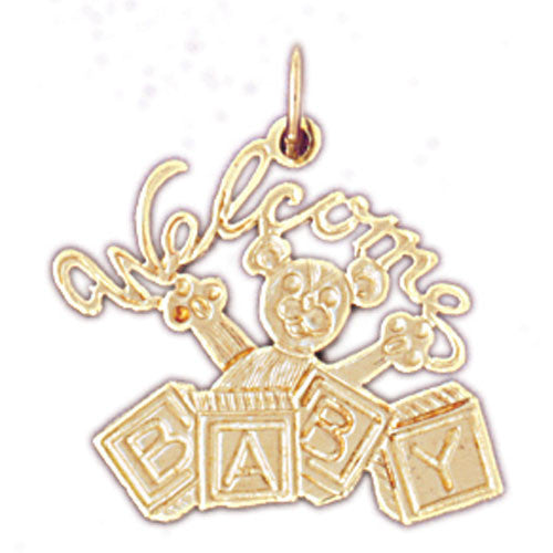 14K GOLD BABY CHARM - WELCOME BABY #5907