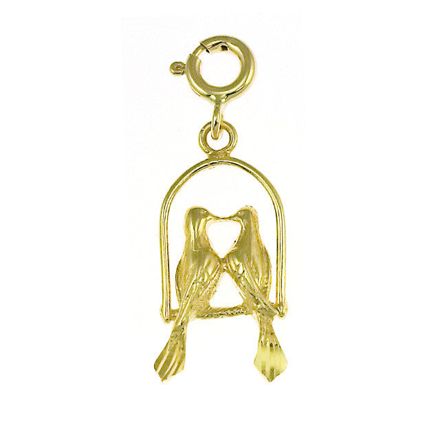 14K GOLD BIRD CHARM - LOVEBIRD #2901
