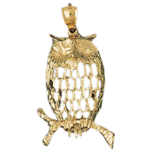 14K GOLD BIRD CHARM - OWL #3049