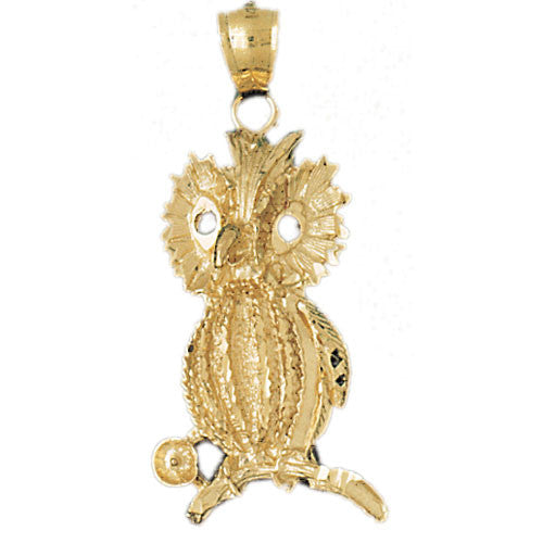 14K GOLD BIRD CHARM - OWL #3050