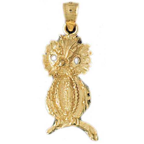 14K GOLD BIRD CHARM - OWL #3051