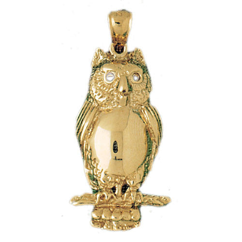 14K GOLD BIRD CHARM - OWL #3052