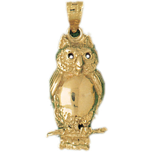 14K GOLD BIRD CHARM - OWL #3053