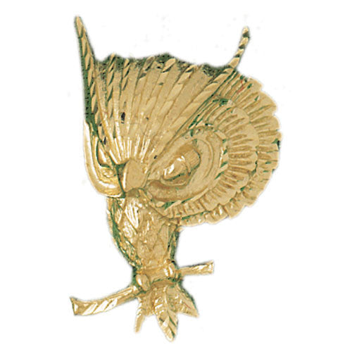 14K GOLD BIRD CHARM - OWL #3054