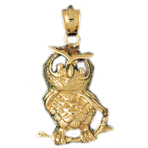14K GOLD BIRD CHARM - OWL #3057
