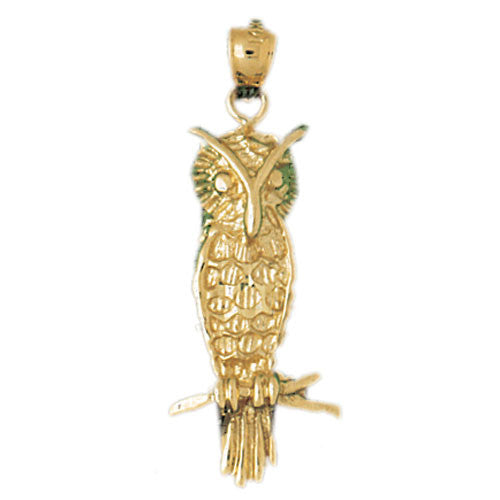 14K GOLD BIRD CHARM - OWL #3059