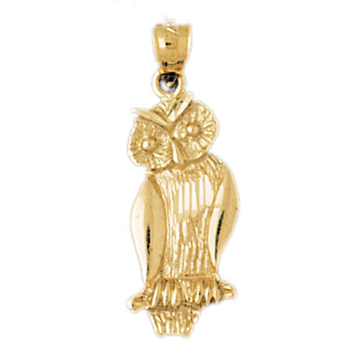 14K GOLD BIRD CHARM - OWL #3064
