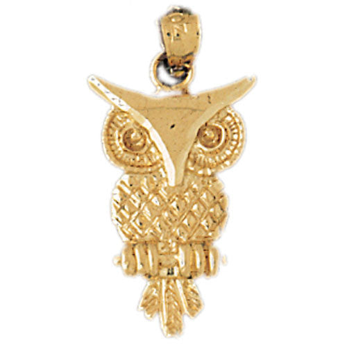 14K GOLD BIRD CHARM - OWL #3065