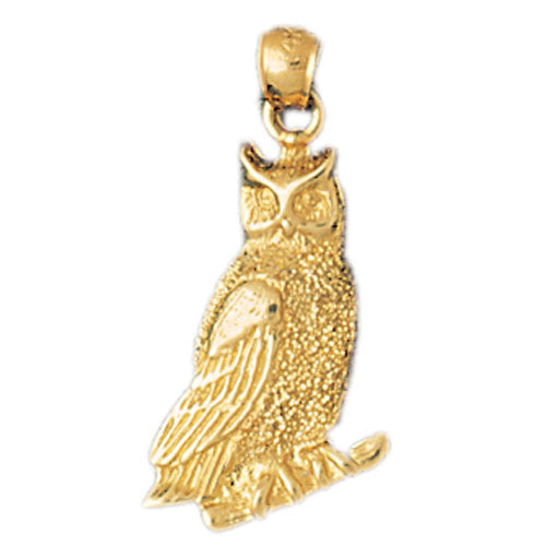 14K GOLD BIRD CHARM - OWL #3066