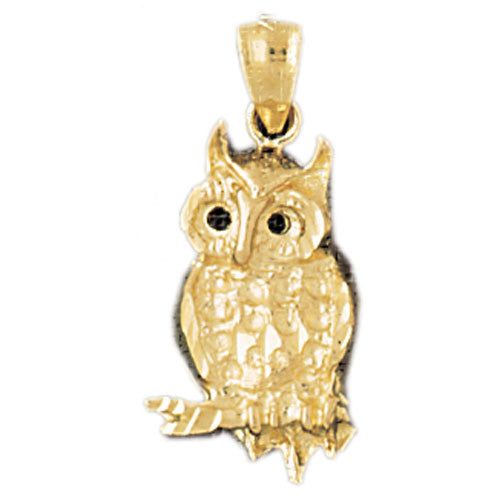 14K GOLD BIRD CHARM - OWL #3067