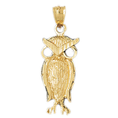 14K GOLD BIRD CHARM - OWL #3068