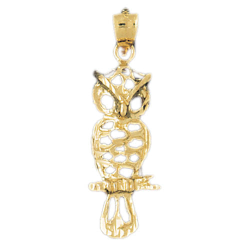 14K GOLD BIRD CHARM - OWL #3070