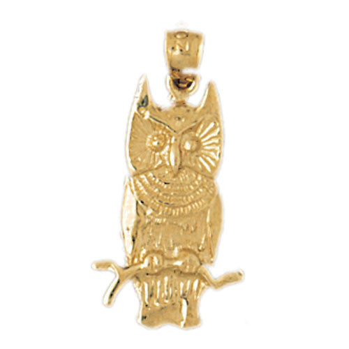 14K GOLD BIRD CHARM - OWL #3071