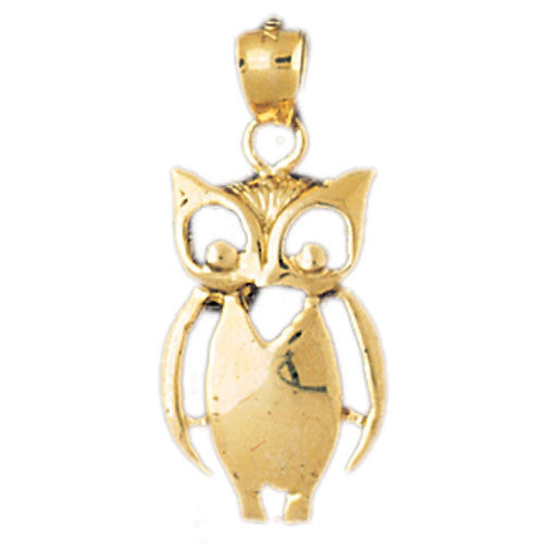 14K GOLD BIRD CHARM - OWL #3072