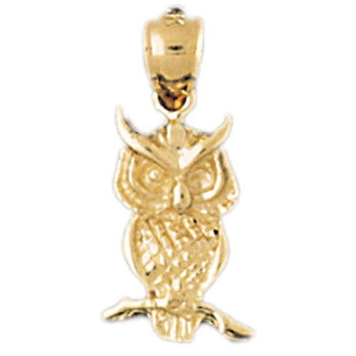 14K GOLD BIRD CHARM - OWL #3073
