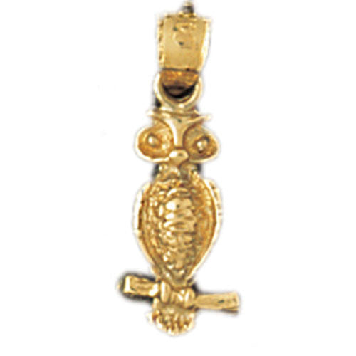 14K GOLD BIRD CHARM - OWL #3074