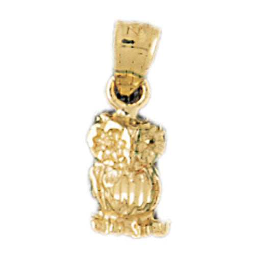 14K GOLD BIRD CHARM - OWL #3076