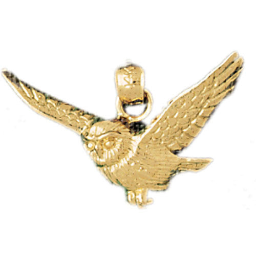 14K GOLD BIRD CHARM - OWL #3078