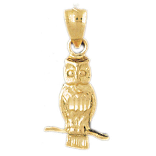 14K GOLD BIRD CHARM - OWL #3079