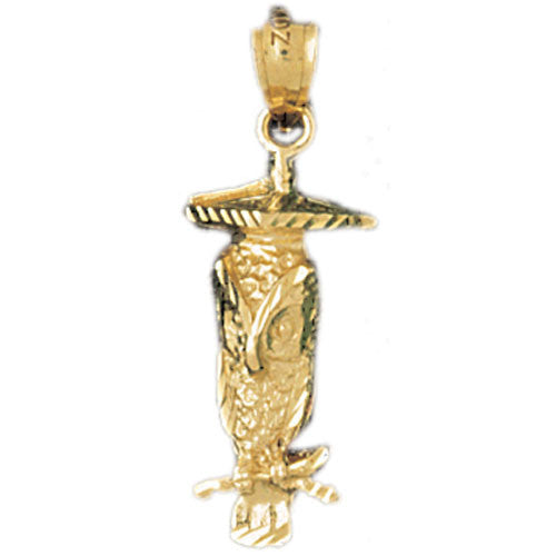 14K GOLD BIRD CHARM - OWL #3080