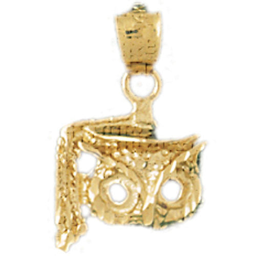 14K GOLD BIRD CHARM - OWL #3082