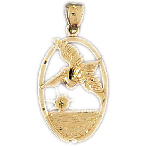 14K GOLD BIRD CHARM - PELICAN #2987