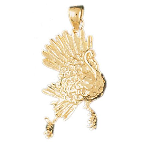 14K GOLD BIRD CHARM - TURKEY #2959