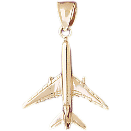 14K Gold Airplane Pendant Necklace