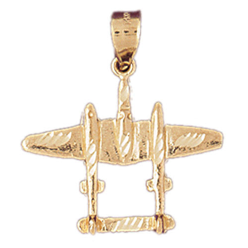 14K GOLD CHARM - MILITARY PLANE #4484