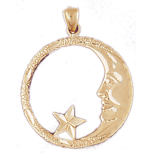 14K GOLD CHARM - MOON AND STAR #5614