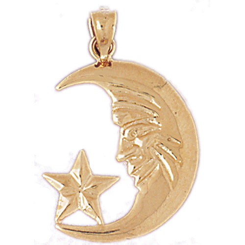 14K GOLD CHARM - MOON AND STAR #5615