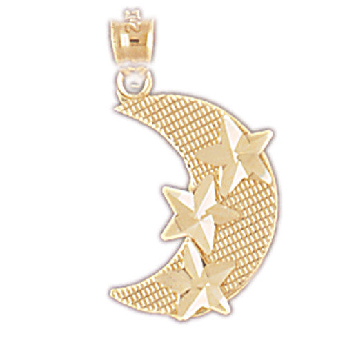 14K GOLD CHARM - MOON AND STAR #5625