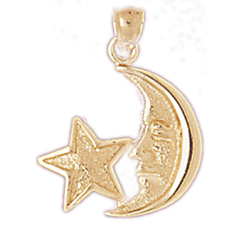 14K GOLD CHARM - MOON AND STAR #5628