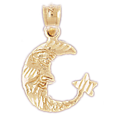 14K GOLD CHARM - MOON AND STAR #5631