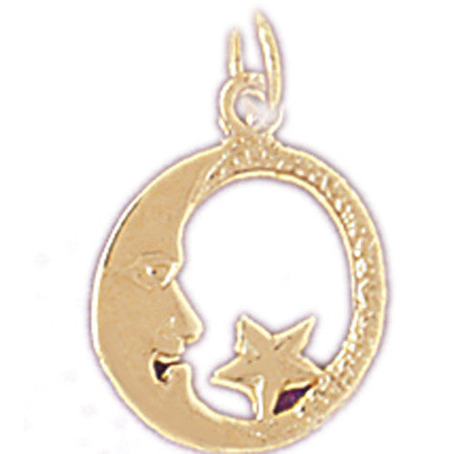 14K GOLD CHARM - MOON AND STAR #5634