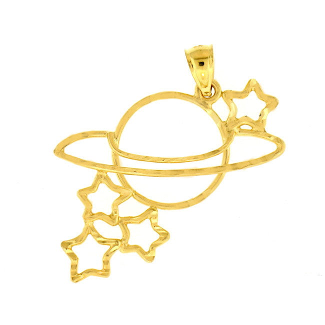 14K GOLD CHARM - PLANET AND STARS #5685