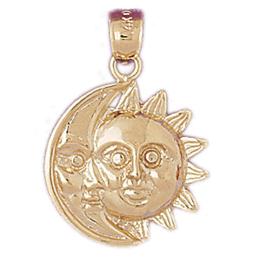 14K GOLD CHARM - SUN AND MOON #5672