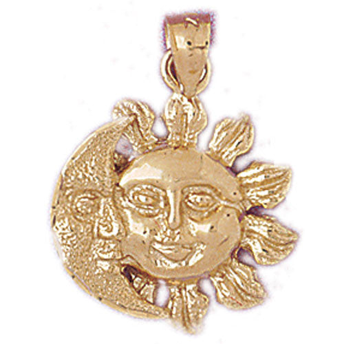 14K GOLD CHARM - SUN AND MOON #5673
