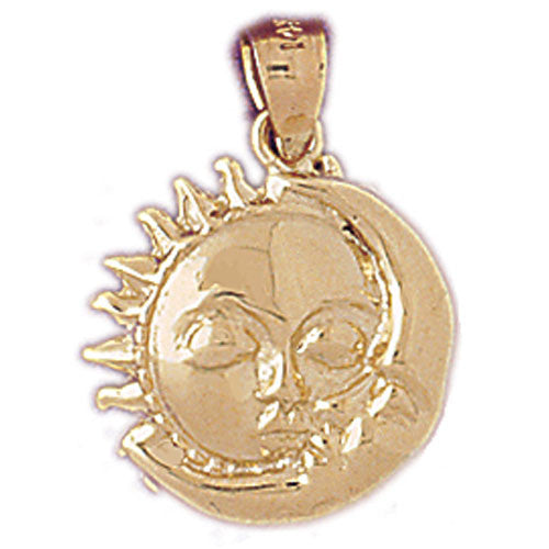 14K GOLD CHARM - SUN AND MOON #5674