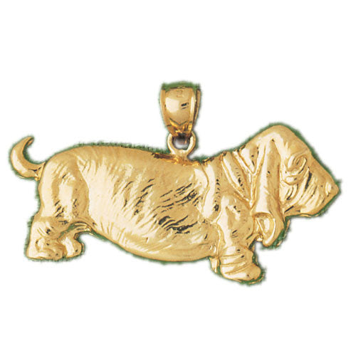 14K GOLD DOG CHARM / PENDANT - BASSET HOUND #2109