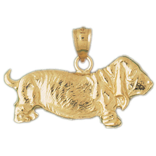 14K GOLD DOG CHARM / PENDANT - BASSET HOUND #2110