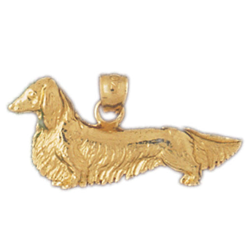 14K GOLD DOG CHARM / PENDANT - LONG HAIR DACHSHUND #2093