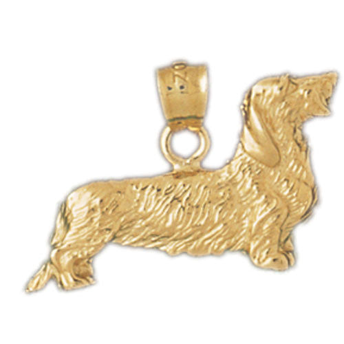 14K GOLD DOG CHARM / PENDANT - WIRE HAIR DACHSHUND #2097