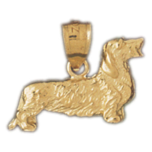 14K GOLD DOG CHARM / PENDANT - WIRE HAIR DACHSHUND #2098