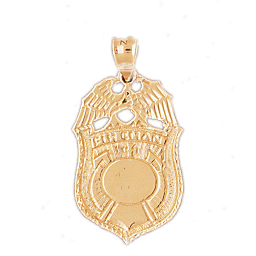 14K GOLD FIRE FIGHTING CHARM - FIRE DEPT. BADGE #4607