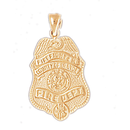 14K GOLD FIRE FIGHTING CHARM - FIRE DEPT. BADGE #4608